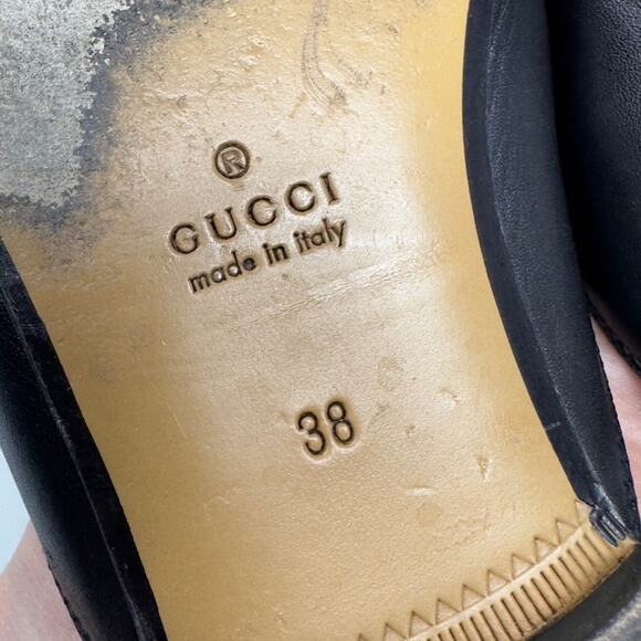 Gucci Princetown Black Leather Horsebit Mules Loafers 38 - Picture 9 of 10